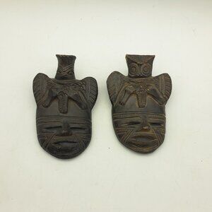 Pair of Mayan Terracotta Masks